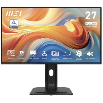 MSI Monitor IPS LED MSI 27 PRO MP275PG E14, Full HD (1920 x 1080), VGA, HDMi, DisplayPort, Pivot, Boxe, 144 Hz, 1 ms, Negru