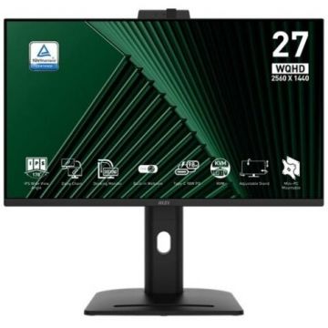 MSI Monitor IPS LED MSI PRO MP275QPDG, 27 inch, WQHD (2560 x 1440), HDMI, DisplayPort, Boxe, Pivot, 100 Hz, 4 ms, Negru