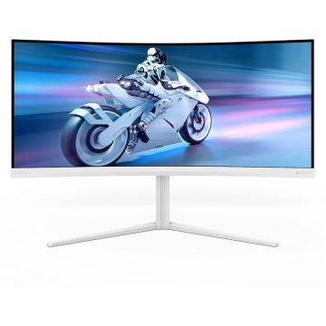 Philips Monitor Gaming Curbat LED VA Philips Evnia 5000 34, WQHD (3440x1440), 180Hz, 1ms GtG (0.5ms SMBR), AMD FreeSync™, NVIDIA G-Sync™ Compatible, 1500R, Boxe 5W x2, 2x HDMI, Display Port, Jack, Ambiglow, Pivot, VESA, alb
