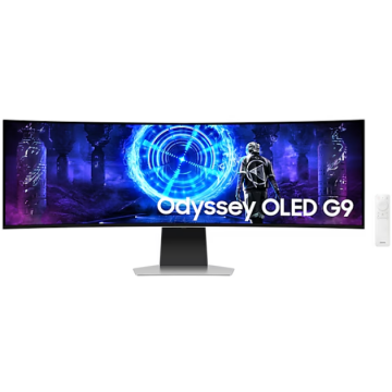Samsung Monitor Gaming Samsung Odyssey OLED G9, Ecran curbat, 49 inch, DQHD 5120x1440 pixeli, HDMI, DisplayPort, Boxe, 240 Hz, 0.03 ms, Argintiu
