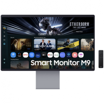Samsung Monitor LED Samsung Vision AI Smart M90SF, 32 inch, OLED, 4K, 3840 x 2160 pixeli, 0.03 ms GTG, 165 Hz, HDMI, Display Port, Argintiu
