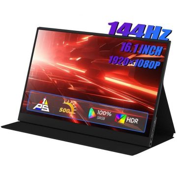 Zeuslap Monitor portabil Zeuslap P16A, 16.1, IPS, Full HD,144Hz, 3 ms, Negru