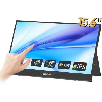 Zeuslap Monitor portabil Zeuslap Z15ST, 15.6, 39.6 cm, IPS, Full HD, Tactil, 60Hz, 4 ms, Negru