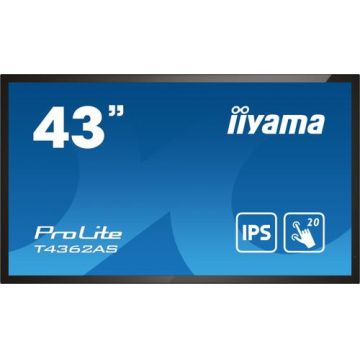 Display Profesional iiyama 42.5inch T4362AS-B1, Ultra HD (3840 x 2160), HDMI, Boxe, Touchscreen (Negru)