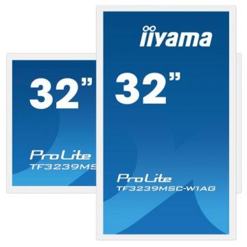 Display Profesional VA LED iiyama 31.5inch TF3239MSC-W1AG, Full HD (1920 x 1080), VGA, HDMI, DisplayPort, Touchscreen, Boxe (Alb)