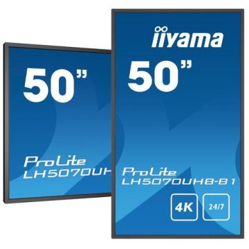 Display Profesional VA LED iiyama 49.5inch PROLITE LH5070UHB-B1, Ultra HD (3840 x 2160), HDMI, DisplayPort (Negru)