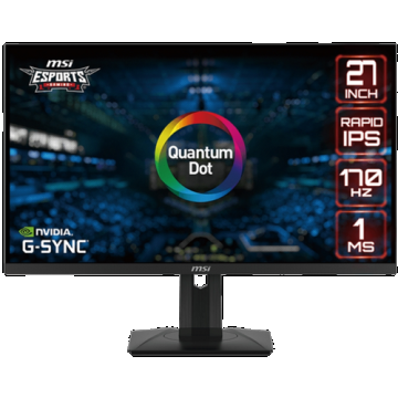 Monitor Gaming Fast IPS LED MSI 27inch G274QPF-QD, QHD (2560 x 1440), HDMI, DisplayPort, Nvidia G-Sync, Pivot, 170 Hz, 1 ms (Negru)