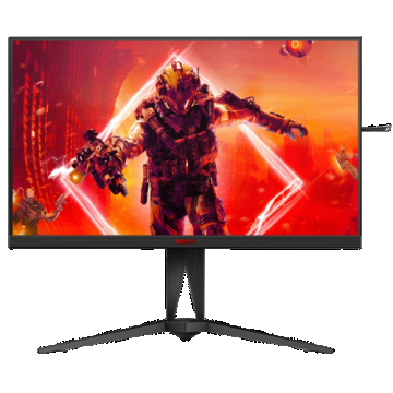 Monitor Gaming VA LED AOC 27inch AG275QXN/EU, QHD (2560 x 1440), HDMI, DisplayPort, AMD FreeSync, Pivot, 165 Hz, 1 ms (Negru/Rosu)