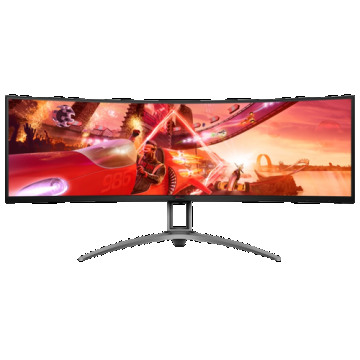 Monitor Gaming VA LED AOC 48.8inch AG493UCX2, DQHD (5120 x 1440), HDMI, DisplayPort, AMD Freesync Premium Pro, Nvidia G-Sync Compatible, Ecran Curbat, Boxe, 165Hz, 1ms (Negru)