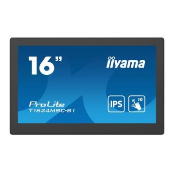 Monitor IPS LED iiyama 15.6inch T1624MSC-B1, Full HD (1920 x 1080), HDMI, Touchscreen, Boxe (Negru)