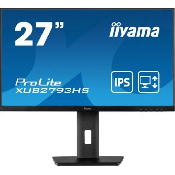 Monitor IPS LED iiyama ProLite 27inch XUB2793HS-B5, Full HD (1920 x 1080), HDMI, DisplayPort, AMD FreeSync, Pivot, Boxe (Negru)