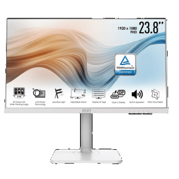 Monitor IPS LED MSI Modern Ultramarine 23.8inch MD241PW, Full HD (1920 x 1080), HDMI, Boxe, Pivot (Alb)
