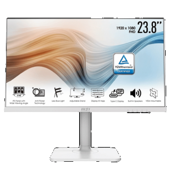 Monitor IPS LED MSI Modern Ultramarine 23.8inch MD241PW, Full HD (1920 x 1080), HDMI, Boxe, Pivot (Alb) Monitor IPS LED MSI Modern Ultramarine 23.8inch MD241PW, Full HD (1920 x 1080), HDMI, Boxe, Pivot (Alb)