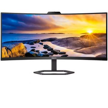 Monitor LED Philips 34E1C5600HE Curbat 34 inch UWQHD VA 1 ms 100 Hz Webcam USB-C