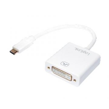 Adaptor video Logilink UA0245A, USB-C 3.1 la DVI, Alb