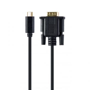 Cablu Gembird A-CM-VGAM-01, USB-C la VGA, 2m (Negru)