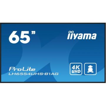 Display Profesional IPS LED iiyama 64.5inch LH6554UHS-B1AG, Ultra HD (3840 x 2160), VGA, DVI, HDMI, DisplayPort, Boxe (Negru)