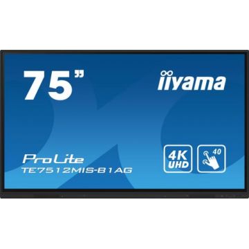Display Profesional IPS LED iiyama ProLite 75inch TE7512MIS-B1AG, Ultra HD (3840 x 2160), VGA, HDMI, Boxe, Touchscreen (Negru)