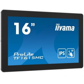 Monitor cu ecran tactil, Iiyama ProLite TF1615MC-B1, FHD, IPS /VGA HDMI DP/IP65, 16inch, Negru