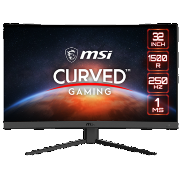 Monitor Gaming VA LED MSI 31.5inch G32C4X, Full HD (1920 x 1080), HDMI, DisplayPort, AMD FreeSync, Ecran Curbat, 250 Hz, 1 ms (Negru)