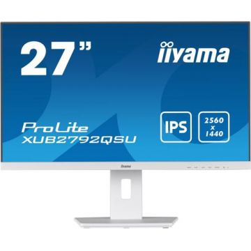 Monitor IPS LED iiyama 27inch XUB2792QSU-W5, QHD (2560 x 1440), DVI, HDMI, DisplayPort, AMD FreeSync, Pivot, Boxe (Negru)