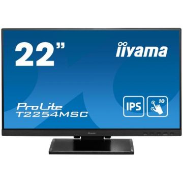 Monitor IPS LED iiyama PROLITE 21.5inch T2254MSC-B1AG, Full HD (1920 x 1080), HDMI, DisplayPort, Touchscreen, Boxe (Negru)