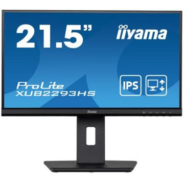Monitor IPS LED iiyama PROLITE 21.5inch XUB2293HS-B5, Full HD (1920 x 1080), HDMI, DisplayPort, AMD FreeSync, Pivot (Negru)