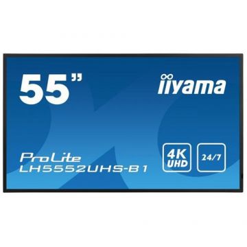 Monitor pentru urmarirea traficului de date in timp real iiyama ProLite Digital Signage 49.5inch LH5552UHS-B1, cu suport de perete inclus HAMA 118125