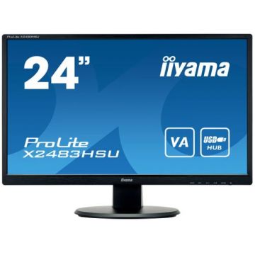 Monitor VA LED iiyama 23.8inch X2483HSU-B5, Full HD (1920 x 1080), HDMI, DisplayPort, Boxe (Negru)
