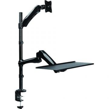 Suport de birou Logilink, pentru 1 TV/monitor plat, diagonala max 27 inch, rotatie, inclinare, pivotare, max 9 kg