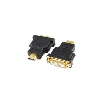 ADAPTOR video  HDMI (T) la DVI-I DL (M), conectori auriti, black, „A-HDMI-DVI-3”