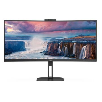Monitor LED AOC CU34V5CW/BK 34 inch UWQHD VA 1 ms 100 Hz Webcam USB-C FreeSync