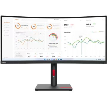 Monitor LED Lenovo ThinkVision T34w-30 Curbat 34 inch UWQHD VA 4 ms 60 Hz USB-C