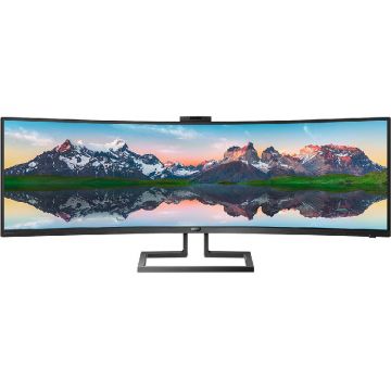Monitor LED Philips 499P9H Curbat 48.8 inch 5 ms Negru Webcam USB-C 60 Hz