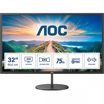 AOC Monitor LED IPS AOC Q32V4, 31.5 Quad HD, 75Hz, AdaptiveSync, Flicker Free, negru