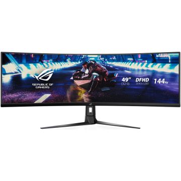 Asus Monitor LED Asus Gaming CURBAT VA Q SAmsUNG 49 SUPER ULTRA-WIDE 32:9, HDR, 144HZ, 1ms, HDMI, DISPLAY PORT, FREESYNC, NEGRU, LC49HG90DM