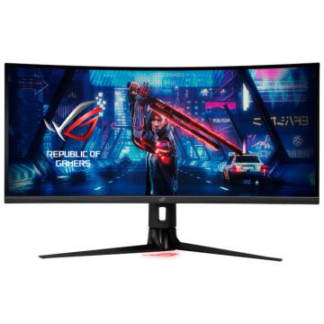 Asus Monitor LED ASUS Gaming ROG Strix XG349C Curbat 34 inch UWQHD IPS 1 ms 180 Hz USB-C HDR G-Sync Compatible, Negru