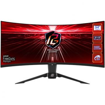 ASROCK Monitor LED ASRock Gaming PG34WQ15R2B Curbat 34 inch UWQHD VA 1 ms 165 Hz HDR FreeSync Premium