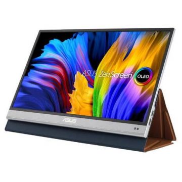 Asus Monitor Portabil OLED ASUS ZenScreen 13.3 MQ13AH, Full HD (1920 x 1080), Mini HDMI, USB Type-C, Argintiu