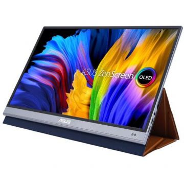 Asus Monitor Portabil OLED ASUS ZenScreen 15.6 MQ16AH, Full HD (1920 x 1080), Mini HDMI, USB Type-C, Argintiu