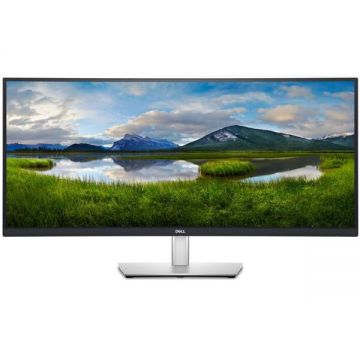 Dell Monitor IPS LED Dell 34 P3421WM, WQHD (3440 x 1440), HDMI, DisplayPort, Ecran curbat, Negru/Argintiu