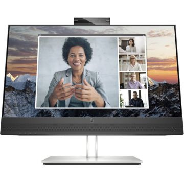 HP Monitor LED HP E24m G4 23.8 inch FHD IPS 5 ms 75 Hz Webcam USB-C, Negru/Argintiu
