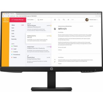 HP Monitor LED IPS HP 23.8, Full HD, DisplayPort, Negru, P24h