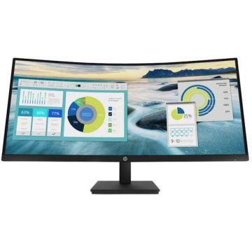 HP Monitor VA LED HP 34 P34hc G4, WQHD (3440 x 1440), HDMI, DisplayPort, Ecran curbat, Boxe, Negru