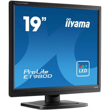 IIYAMA Monitor iiyama E1980D-B1, 1280 x 1024 SXGA, 19, 5:4, 60 Hz, 5 ms, D-Sub (VGA) x1 DVI x1, clasa E, Negru