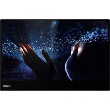 Lenovo Monitor Portabil IPS LED Lenovo ThinkVision, 14inch Full HD, USB Type-C, Touchscreen, Negru