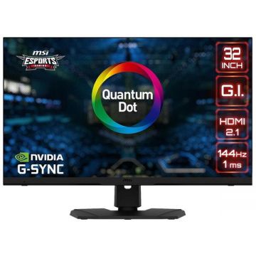 MSI Monitor Gaming IPS LED MSI Optix 32 MPG321UR-QD, Ultra HD (3840 x 2160), HDMI, DisplayPort, NVIDIA G-Sync, 144 Hz, 1 ms, Negru