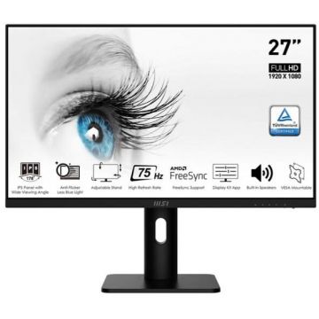 MSI Monitor IPS LED MSI PRO 27 MP273P, Full HD (1920 x 1080), HDMI, DisplayPort, Pivot, Boxe, Negru MSI Monitor IPS LED MSI PRO 27 MP273P, Full HD (1920 x 1080), HDMI, DisplayPort, Pivot, Boxe, Negru
