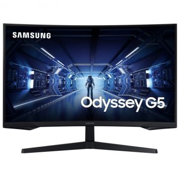 Samsung Monitor gaming curbat LED VA Samsung Odyssey G5-G55T 27, WQHD, Display Port, 144Hz, FreeSync Premium, Negru