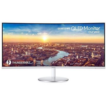 Samsung Monitor Gaming VA QLED Samsung 34 LC34J791WTPXEN, WQHD, HDMI, DisplayPort, Thunderbolt, AMD FreeSync, Ecran curbat, Boxe, 100Hz, 4ms, Alb
